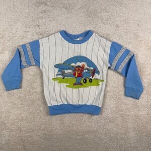 Vintage JCPenney Sesame Street Ernie Pilot Airplane Sweatshirt Blue White 4T